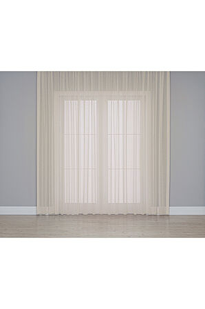Gauze Fabric Design Folded KETEN PLUS BEJ TÜL PERDE 175 x 270
