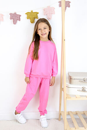 Kız Çocuk İki İplik Basic Eşofman Takımı