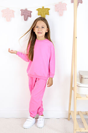 Kız Çocuk İki İplik Basic Eşofman Takımı