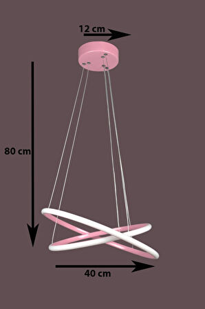 Rings Modern Tasarım Pembe Renk - Yatak Odası - Salon -Çocuk Odası - Mutfak Beyaz Led 2 Li Avize