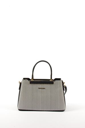 Silver Polo  Kadın Omuz Çantası 913-34707 SILVER POLO Kadın ÇANTASI M132 SİYAH BEYAZ-MAT SİYAH