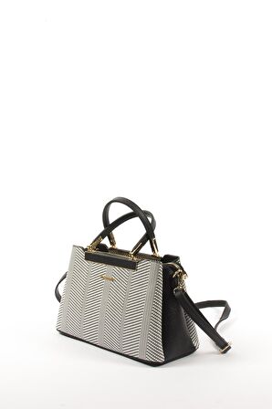 Silver Polo  Kadın Omuz Çantası 913-34707 SILVER POLO Kadın ÇANTASI M132 SİYAH BEYAZ-MAT SİYAH