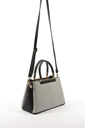 Silver Polo  Kadın Omuz Çantası 913-34707 SILVER POLO Kadın ÇANTASI M132 SİYAH BEYAZ-MAT SİYAH