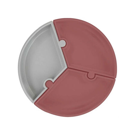 Nessiworld   Puzzle Vakum Tabanlı Silikon Tabak Velvet Rose / Powder Grey