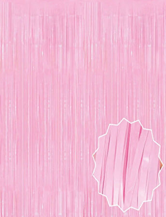 Nessiworld Soft Pembe Püsküllü Kapı Perdesi - Parti, Baby Shower, Cinsiyet Partisi 1x2 m