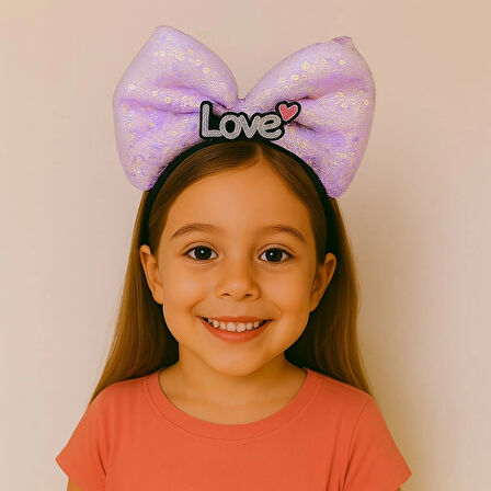 Nessiworld LED Işıklı Love Yazılı Mor Fiyonk Taç – Kız Çocuk Parti Tacı