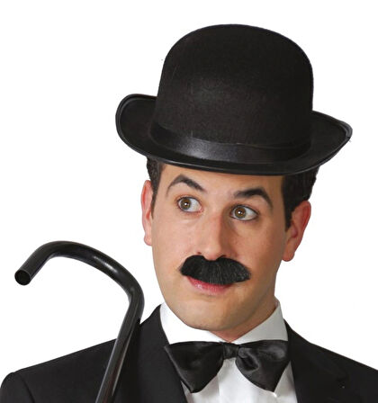 Nessiworld Charlie Chaplin Stil Yetişkin Şapkası – Siyah Melon Parti Şapkası