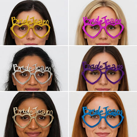 Nessiworld Kalpli Bride Team Gözlük Seti 6 Renk - Kına &amp; Düğün Partileri İçin