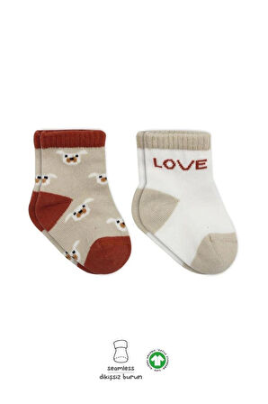 Nessiworld Bistyle Love Dog Penye Soket Çorap 2'Li BS10118 Bej