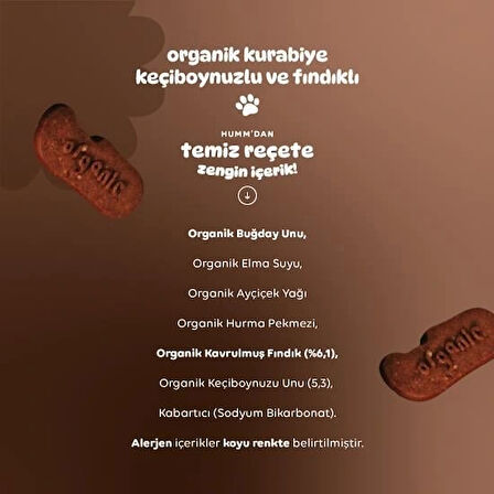 Nessiworld Humm Organik Keçiboynuzlu ve Fındıklı Vegan Kurabiye 55 Gr