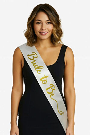 Nessiworld Beyaz Saten Üzerine El Yazısı İtalik Altın Bride To Be Kuşağı