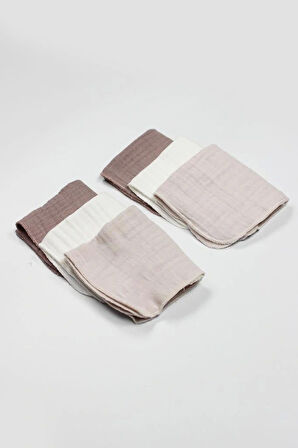 Nessiworld Bistyle 6'lı Müslin Mendil 20x20 cm 90106 Taş Ekru Antrasit