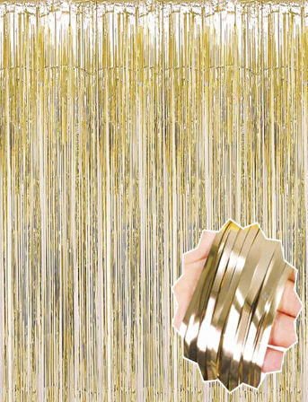 Nessiworld Mat Altın Püsküllü Kapı Perdesi - Parti, Bekarlığa Veda, Doğum Günü 1x2 m