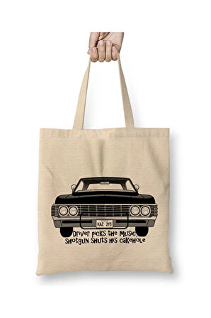 Supernatural Dean Winchester Daddy's Home Bez Çanta Uzun Saplı Bez Çanta Uzun Saplı