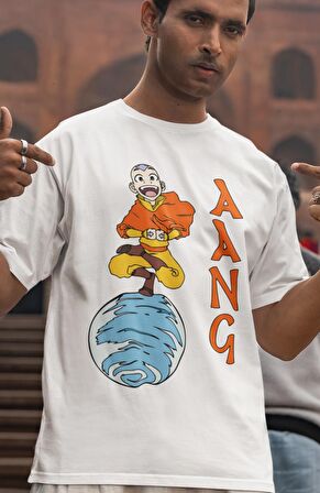 Avatar Aang Yazı Baskılı T-Shirt, Unisex Avatar Son Hava Bükücü Baskılı Tişört