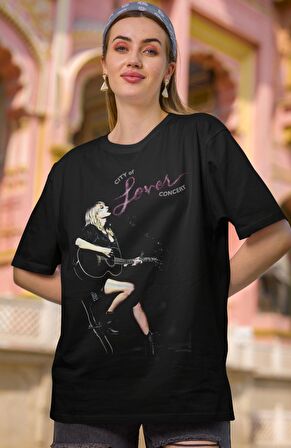 Taylor Swift Konser Baskılı Tişört, Unisex Oversize City Of Lover Concert Yazılı Tshirt