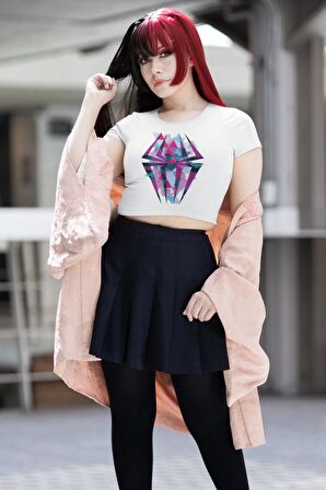 Spider Gwen Logo Baskılı Crop Top, Spiderverse Baskılı Crop Bluz