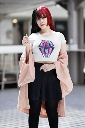 Spider Gwen Logo Baskılı Crop Top, Spiderverse Baskılı Crop Bluz