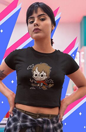 Harry Potter Hp Baskılı Crop Top, Harry Potter Baskılı Crop Bluz