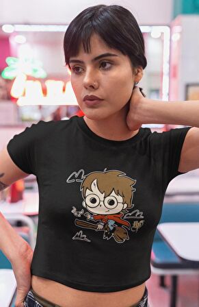 Harry Potter Hp Baskılı Crop Top, Harry Potter Baskılı Crop Bluz