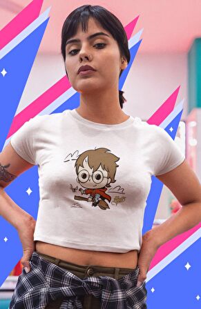 Harry Potter Hp Baskılı Crop Top, Harry Potter Baskılı Crop Bluz