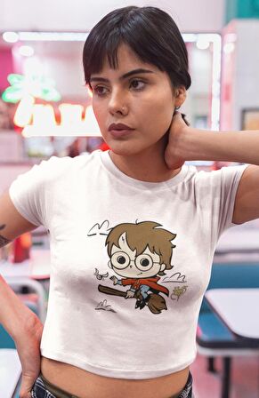 Harry Potter Hp Baskılı Crop Top, Harry Potter Baskılı Crop Bluz