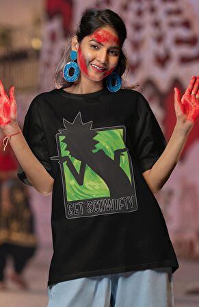 Unisex Get Schwifty Rick And Morty Baskılı T-shirt