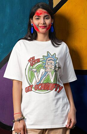 Unisex Yazılı Rick And Morty Baskılı T-Shirt