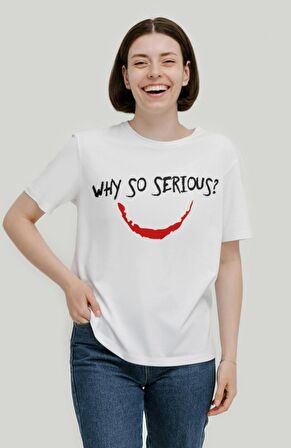 Why So Serious?  Baskılı T-shirt, Unisex Joker Film Temalı Tişört