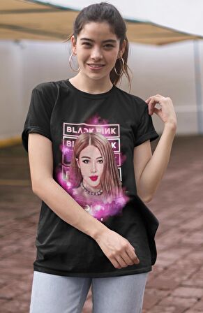 Blackpink Rose Baskılı T-shirt, Unisex K-Pop Baskılı Tişört