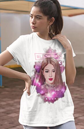 Blackpink Rose Baskılı T-shirt, Unisex K-Pop Baskılı Tişört