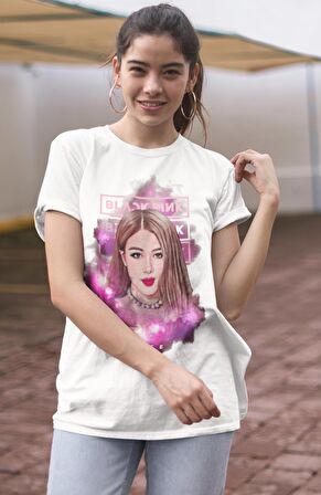 Blackpink Rose Baskılı T-shirt, Unisex K-Pop Baskılı Tişört