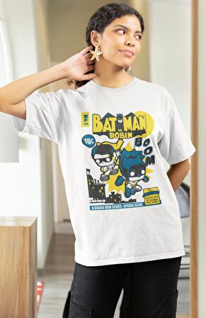 Batman And Robin Baskılı Tshirt, Unisex DC Comics Karakteri Baskılı Tişört