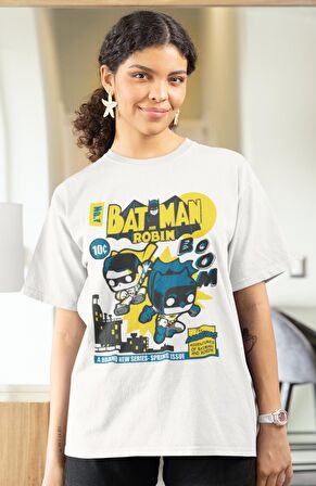 Batman And Robin Baskılı Tshirt, Unisex DC Comics Karakteri Baskılı Tişört