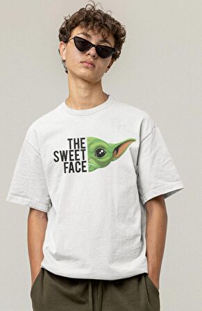 Starwars Grogu The Sweet Face Baskılı Tişört, Erkek-Kadın Baby Yoda Baskılı T-Shirt