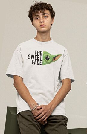 Starwars Grogu The Sweet Face Baskılı Tişört, Erkek-Kadın Baby Yoda Baskılı T-Shirt