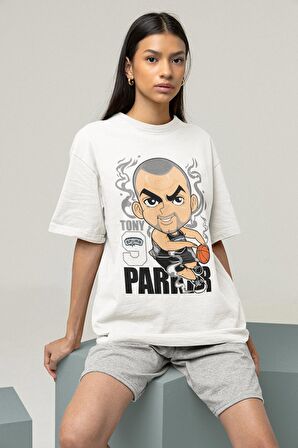 Unisex Tony Parker Baskılı T-shirt, Erkek-Kadın Basketbol Temalı Tişört