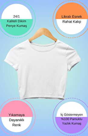 Şirinler Baskılı Crop Top, Kadın Şirin ve Şirine Baskılı Crop Bluz