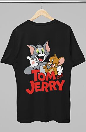 Unisex Tom And Jerry Sırt Baskılı Çift T-shirt, Warner Bros Çizgi Film Baskılı Tişört