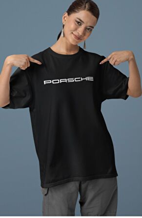 Unisex King Of The Ring Porsche 911 Sırt Baskılı Çift T-shirt, Oversize Yarış Araba Temalı Tişört