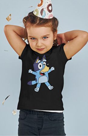 Bluey Baskılı Çocuk Tişört, Unisex Çizgi Film Baskılı Bebek T-Shirt