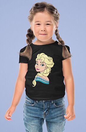 Frozen Elsa Baskılı Kız Çocuk Tişört, Karlar Ülkesi Baskılı Kız Bebek T-Shirt