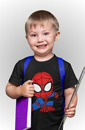 Baby Spiderman Baskılı Çocuk Tişört, Unisex Spider-Man Baskılı Bebek T-Shirt