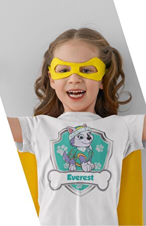 Paw Patrol Everest Baskılı Çocuk Tişört, Unisex Çizgi Film Baskılı Bebek T-Shirt