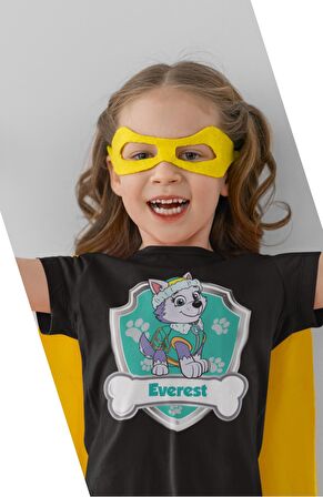 Paw Patrol Everest Baskılı Çocuk Tişört, Unisex Çizgi Film Baskılı Bebek T-Shirt