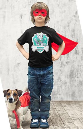 Paw Patrol Everest Baskılı Çocuk Tişört, Unisex Çizgi Film Baskılı Bebek T-Shirt