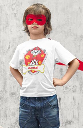 Paw Patrol Marshall Baskılı Çocuk Tişört, Unisex Çizgi Film Baskılı Bebek T-Shirt