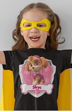 Paw Patrol Skye Baskılı Çocuk Tişört, Unisex Çizgi Film Baskılı Bebek T-Shirt