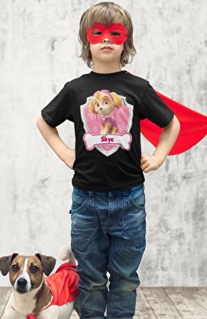 Paw Patrol Skye Baskılı Çocuk Tişört, Unisex Çizgi Film Baskılı Bebek T-Shirt