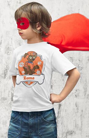 Paw Patrol Zuma Baskılı Çocuk Tişört, Unisex Çizgi Film Baskılı Bebek T-Shirt